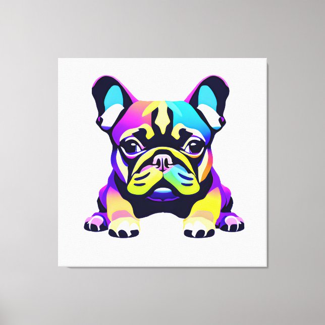 Impressão Em Tela Cachorro Colorido (Frente)