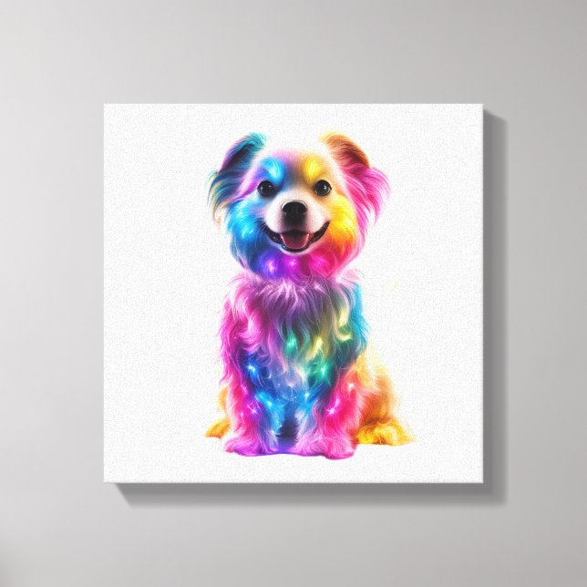 Impressão Em Tela Cachorro Colorido (Frente)