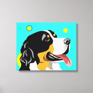 Impressão Em Tela Cachorro Colorido de Bernese