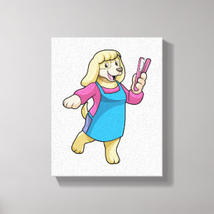 Impressão Em Tela Cachorro como cabeleireiro com pente