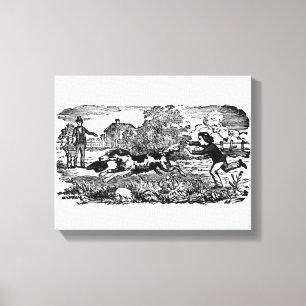 Impressão Em Tela Cachorro correndo ilustração antiga de arte de est