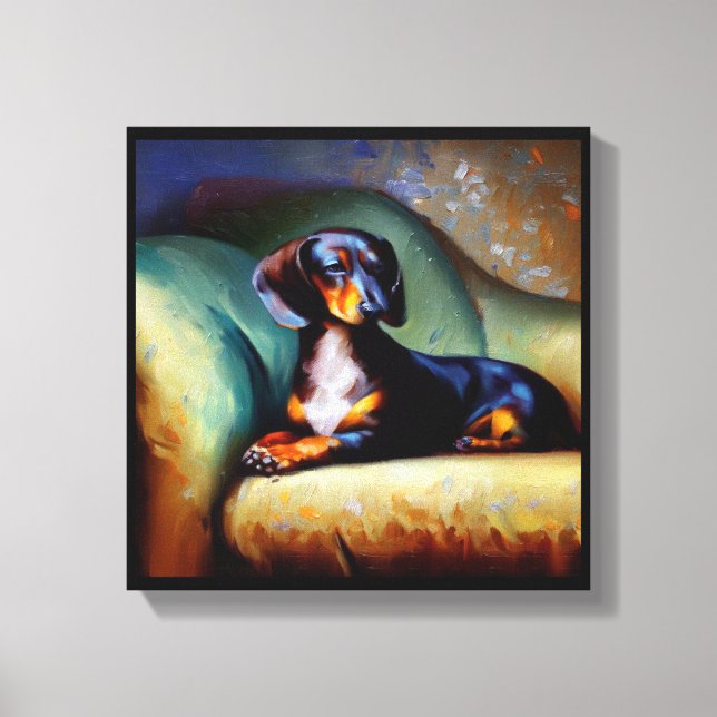 Impressão Em Tela Cachorro Dachshund (Frente)