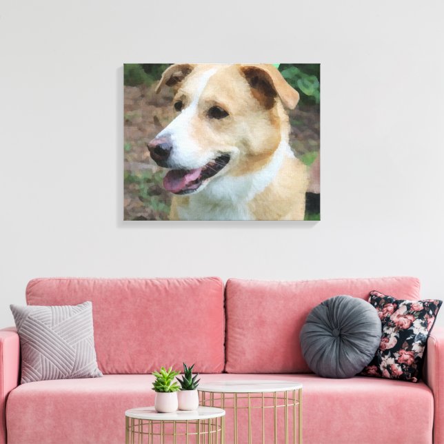 Impressão Em Tela Cachorro de Abrigo Low-Poly na Coleira (Insitu(Sala de estar))