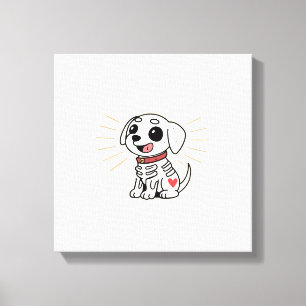 Impressão Em Tela Cachorro de Caveira Esperando o Halloween