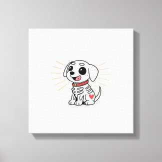 Impressão Em Tela Cachorro de Caveira Esperando o Halloween