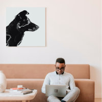 Cachorro de desenho digital preto e branco moderno