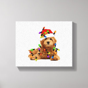 Impressão Em Tela Cachorro de Papais noeis de Goldendoodle