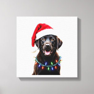 Impressão Em Tela Cachorro de pijama com luz de árvore de Natal Labr