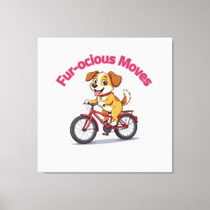 Impressão Em Tela **Cachorro Divertido de Ciclismo – Cachorro Fofo A
