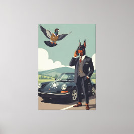 Impressão Em Tela Cachorro Doberman Pinscher antropomórfico engraçad