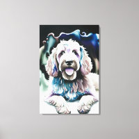 Cachorro Feliz de Goldendoodle Pastel Aquarela "Cã
