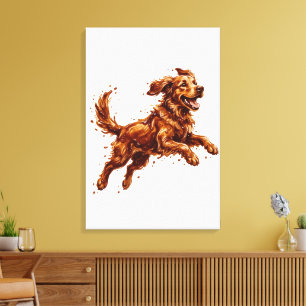Impressão Em Tela Cachorro Feliz Splash de Chocolate – Arte Divertid