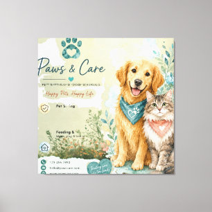 Impressão Em Tela Cachorro Fofo & Gato Pet Sitter Cão Passiante Esti