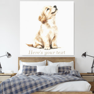 Impressão Em Tela Cachorro Golden Retriever Bebê Bege Personalizado
