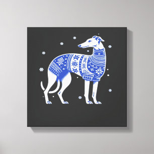 Impressão Em Tela Cachorro Greyhound de Natal Vestindo uma Blusa Fei