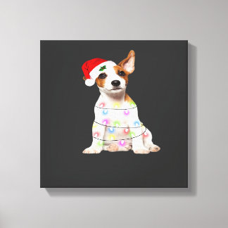 Impressão Em Tela Cachorro Jack Russell Papai Noel Árvore de Natal L