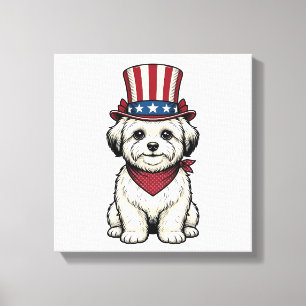 Impressão Em Tela Cachorro Patriótico Desenho Vetorial de Gravura Vi