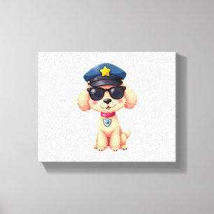 Impressão Em Tela Cachorro-Poodle da Polícia de Chibi