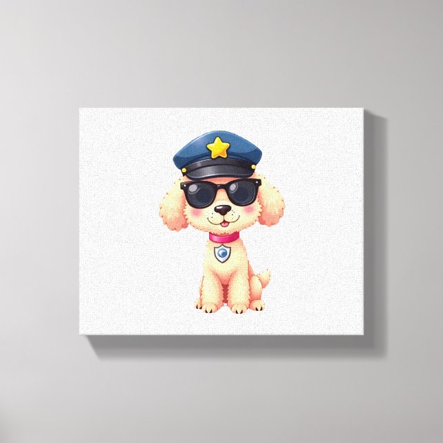 Impressão Em Tela Cachorro-Poodle da Polícia de Chibi (Frente)