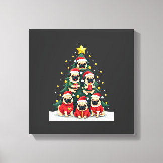 Impressão Em Tela Cachorro Pugs Árvore de Natal Fofo Natal (4)