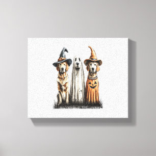 Impressão Em Tela Cachorro Retriever Dourado Fantasma de Halloween