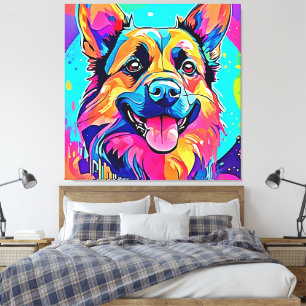 Impressão Em Tela Cachorro Vibrante: Amor de Cachorrinho Feliz