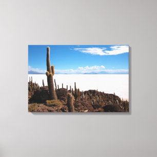 Impressão Em Tela Cacto gigante na tela do Salar de Uyuni