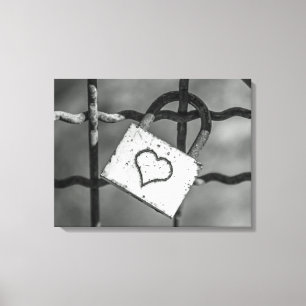 Impressão Em Tela Cadeado de amor em preto e branco