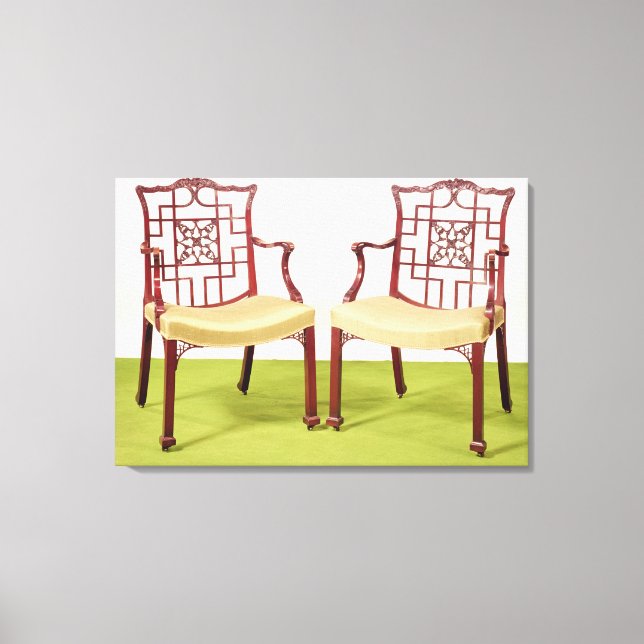 Impressão Em Tela Cadeiras de jantar de mogno-do-chippendale (Frente)