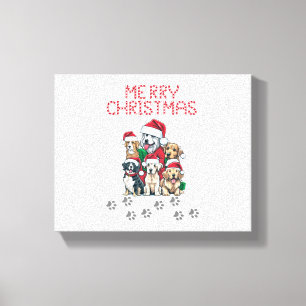 Impressão Em Tela Cães de Natal Feliz
