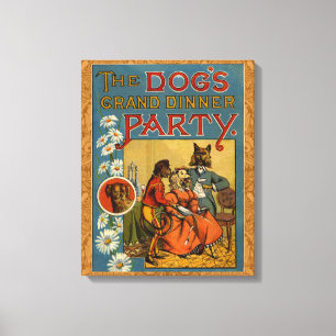 Impressão Em Tela Cães do vintage do partido de comensal