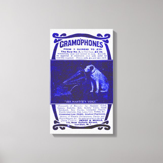 Impressão Em Tela Cães e gramofone (Frente)