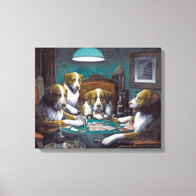 Impressão Em Tela Cães Jogando Poker Cassius Marcellus Coolidge 1894 (Frente)