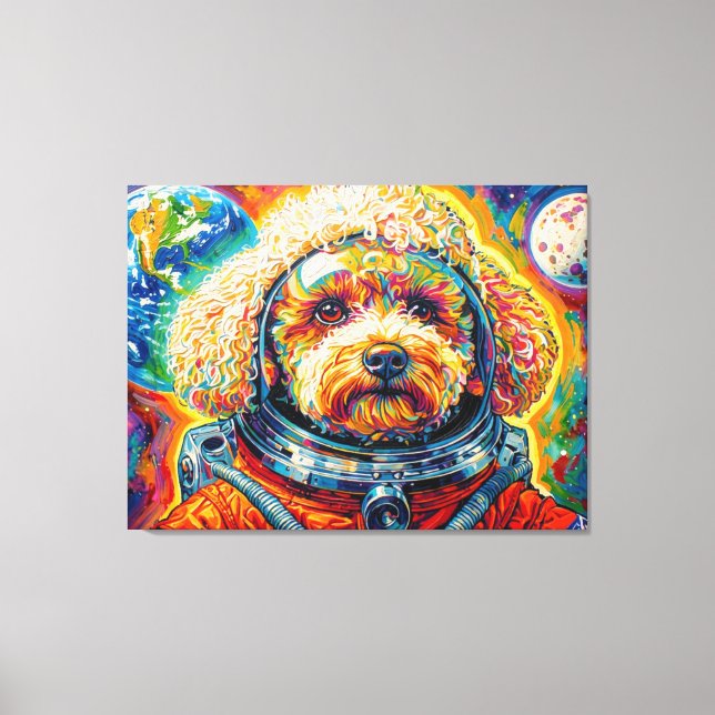 IMPRESSÃO EM TELA CÃES NO ESPAÇO-POODLE 12 (Frente)
