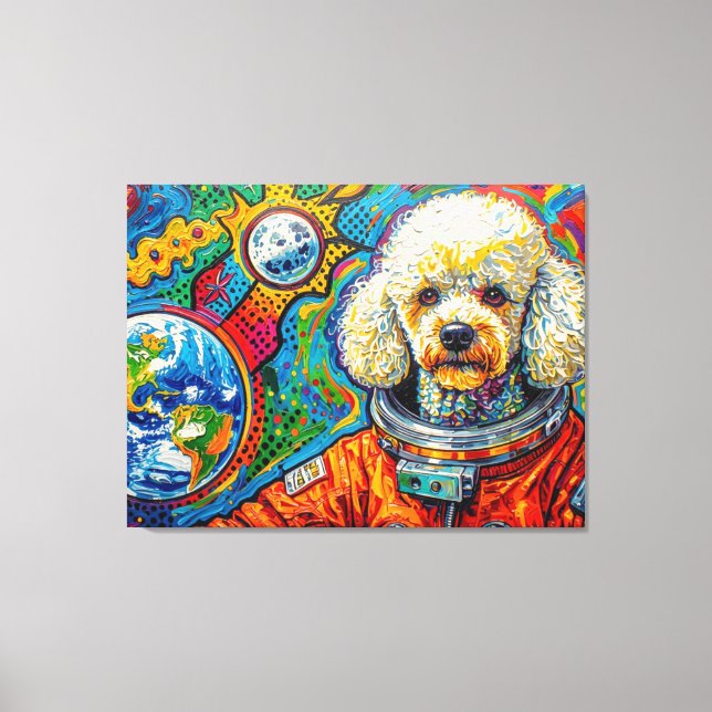 IMPRESSÃO EM TELA CÃES NO ESPAÇO-POODLE 5 (Frente)