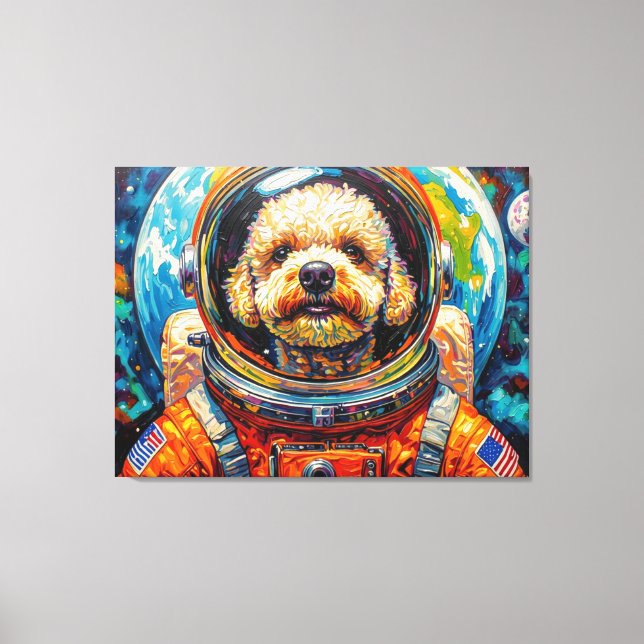 IMPRESSÃO EM TELA CÃES NO ESPAÇO-POODLE 8 (Frente)