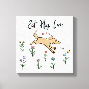 Impressão Em Tela Cães no Jardim II  Comer Amor