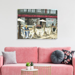 Impressão Em Tela Café Aquarela De Maçã Antigo, Petaluma+Calif,