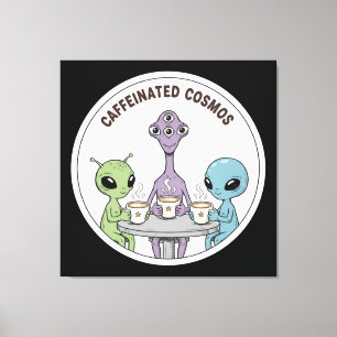 Impressão Em Tela Café Cômico Alien Cativante do Cosmos Cafeinado