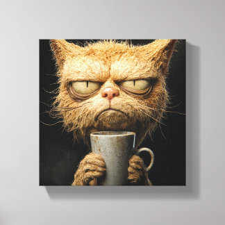 Impressão Em Tela Café da Manhã de Gato Grumpy