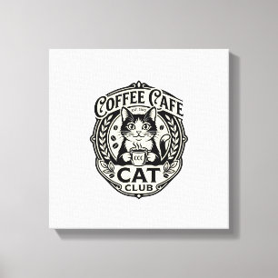 Impressão Em Tela Café de Gato Engraçado Gráfico - Clube do Gato de