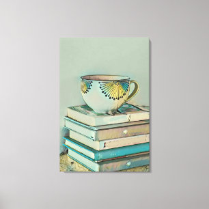 Impressão Em Tela Café e presente para amantes de livros