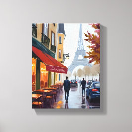 Impressão Em Tela Café Francês Paris Torre Eiffel Aquarela