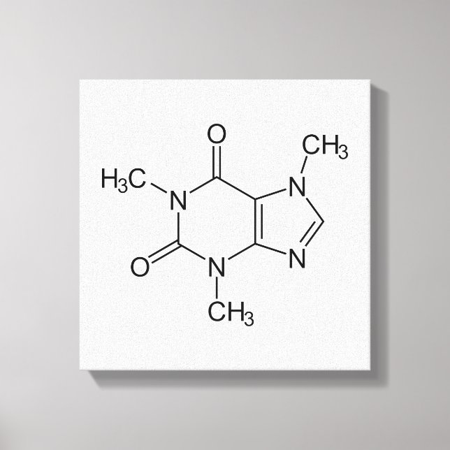 Impressão Em Tela Caffeine Molecule Chemistry Átomos de café (Frente)