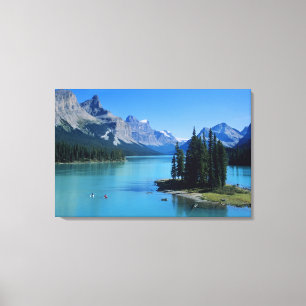 Impressão Em Tela Caiaque no Lago Maligne na Ilha Spirit