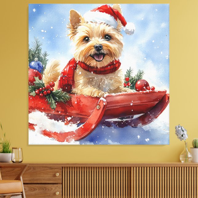Impressão Em Tela Cairn Terrier Dog em Sledge Deixe-o nevar no Natal (Insitu(Sala de estar))