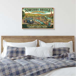 Impressão Em Tela Cais do Canal Histórico de Sowerby Bridge Arte Vin