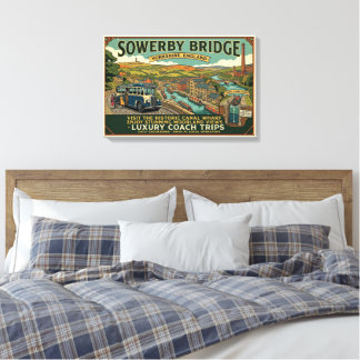 Impressão Em Tela Cais do Canal Histórico de Sowerby Bridge Arte Vin
