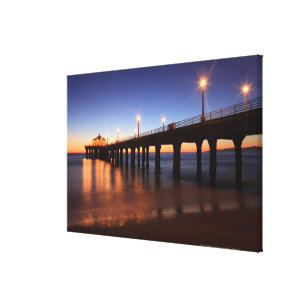 Impressão Em Tela Cais no por do sol, Califórnia de Manhattan Beach