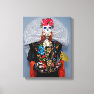 Impressão Em Tela Calavera Catrina Tehuana